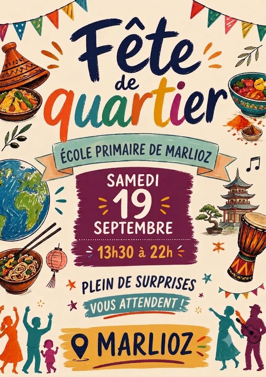 Affiche de l'événement Fête de quartier "Au saveurs du Monde "